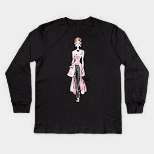 Fashion Illustration - Alexander McQueen Fall 2020 Ready To Wear Kids Long Sleeve T-Shirt